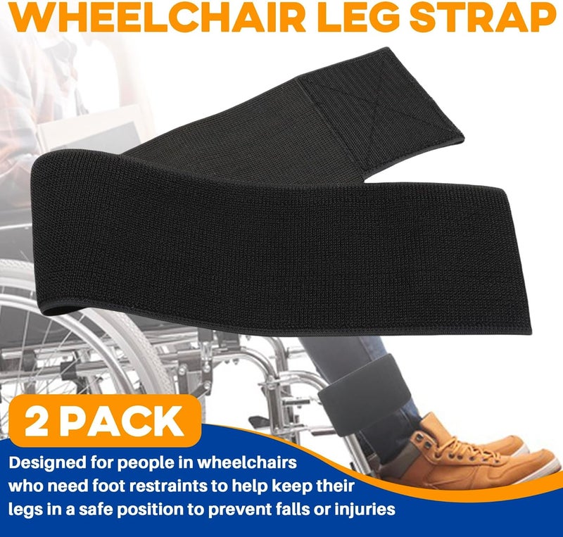 Terixe 2 Pack Wheelchair Leg Straps - Polyester Material, Reliable & Elastic - Foot, Calf & Seat Belt Restraints for Wheelchair Accessory (Width 4 inches) - Image 2